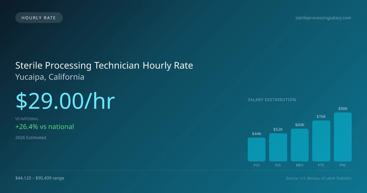 Sterile Processing Technician Hourly Rate in Yucaipa, CA — 2026 est., based on 2025 BLS