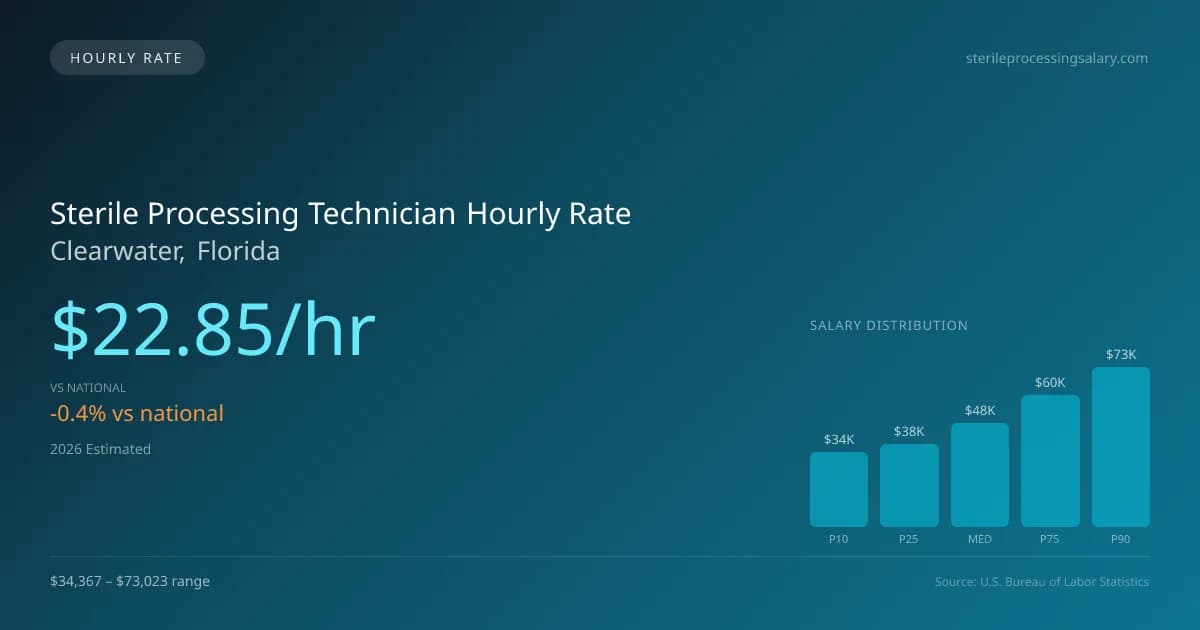 Sterile Processing Technician Hourly Rate in Clearwater, FL — 2026 est., based on 2025 BLS