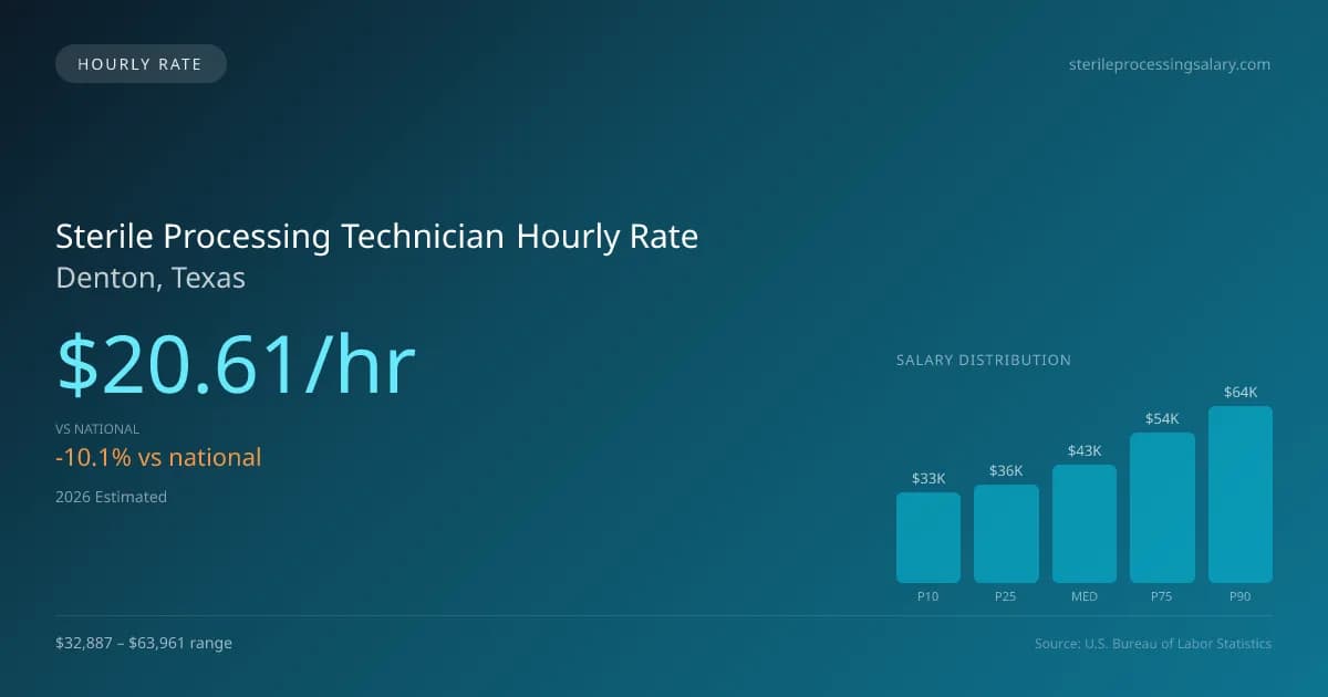Sterile Processing Technician Hourly Rate in Denton, TX — 2026 est., based on 2025 BLS
