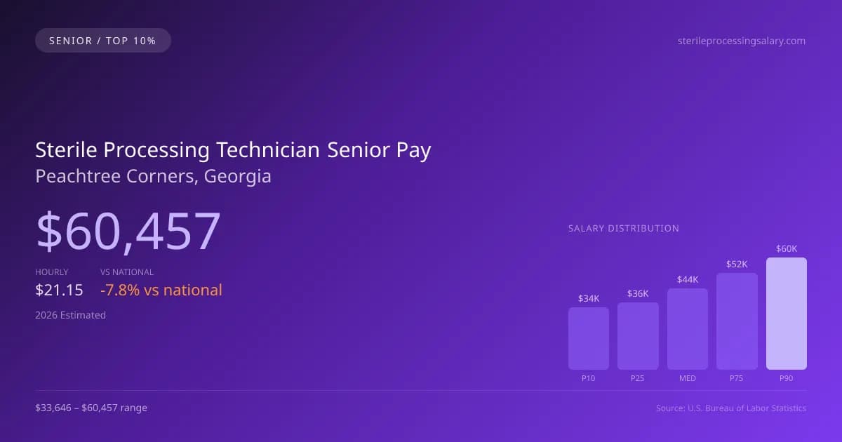 Sterile Processing Technician Senior Salary in Peachtree Corners, GA — 2026 est., based on 2025 BLS