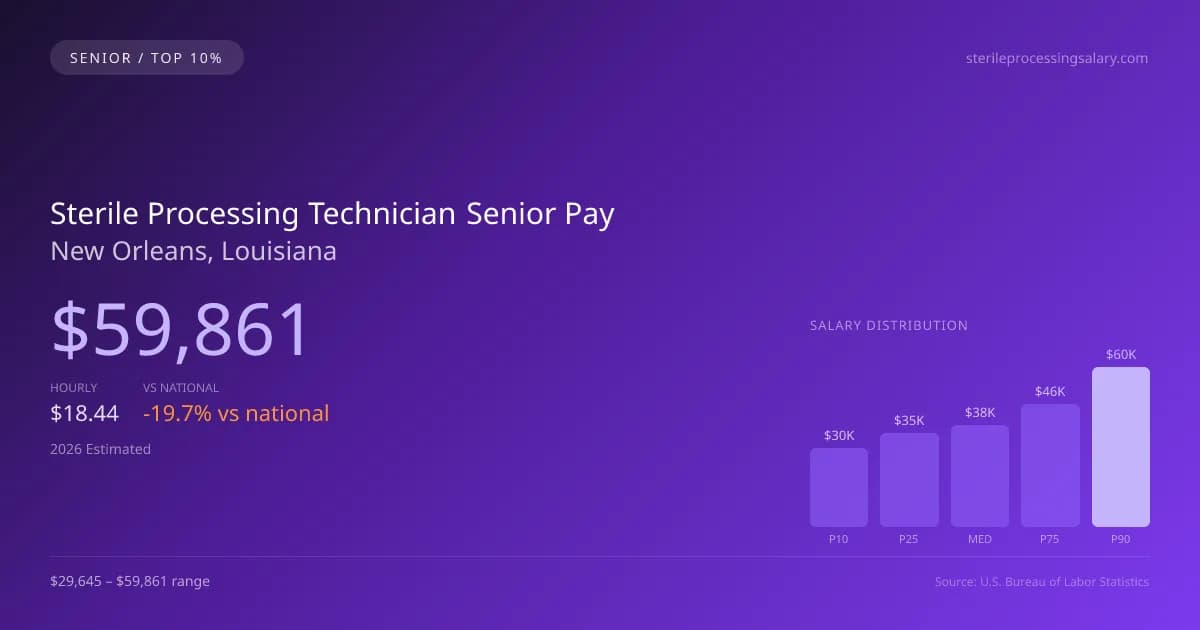 Sterile Processing Technician Senior Salary in New Orleans, LA — 2026 est., based on 2025 BLS