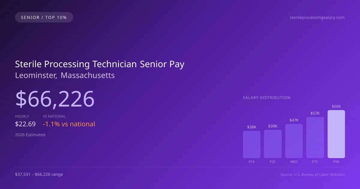 Sterile Processing Technician Senior Salary in Leominster, MA — 2026 est., based on 2025 BLS