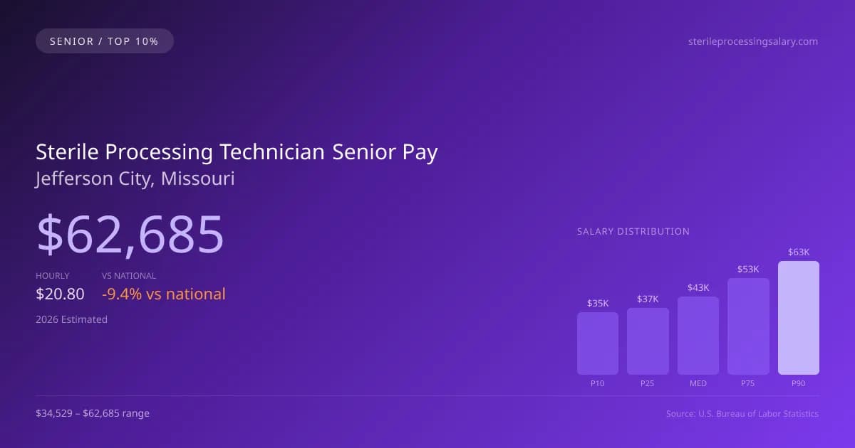 Sterile Processing Technician Senior Salary in Jefferson City, MO — 2026 est., based on 2025 BLS