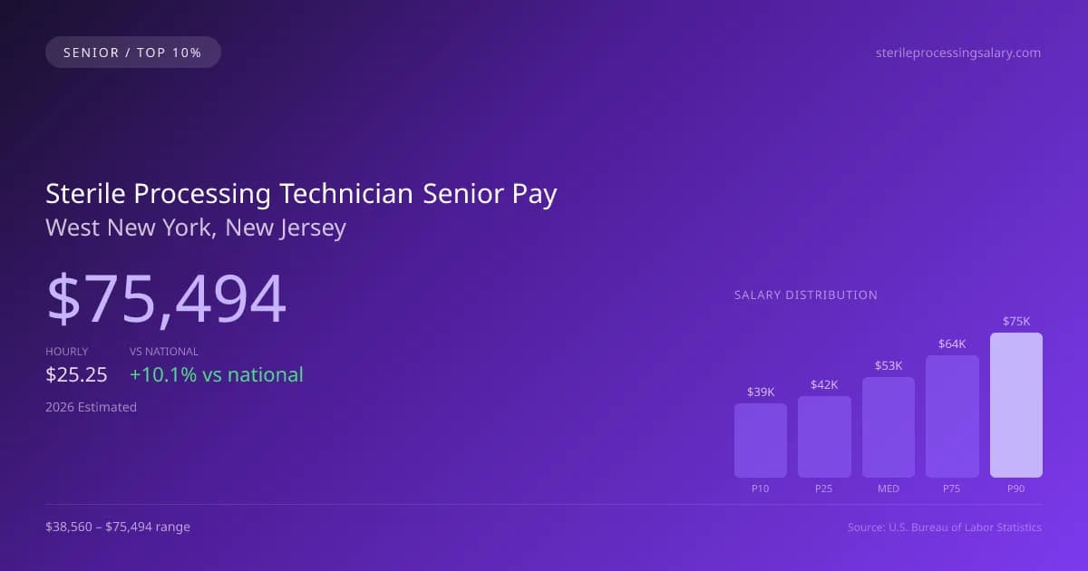 Sterile Processing Technician Senior Salary in West New York, NJ — 2026 est., based on 2025 BLS