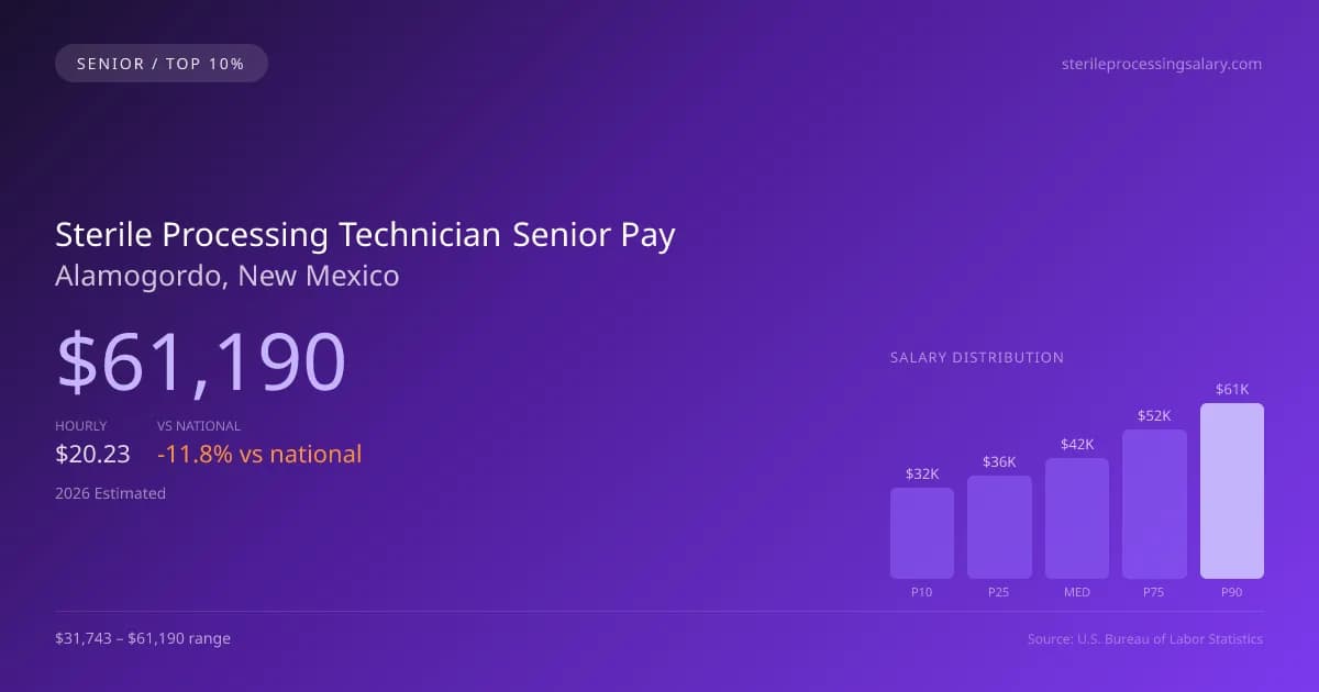 Sterile Processing Technician Senior Salary in Alamogordo, NM — 2026 est., based on 2025 BLS