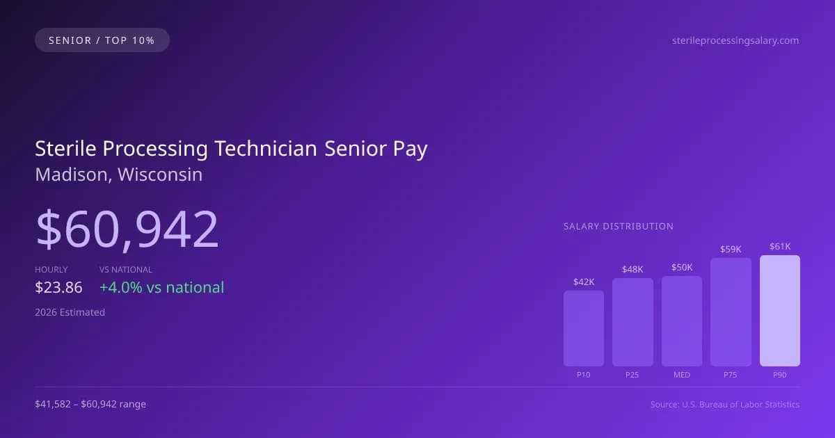 Sterile Processing Technician Senior Salary in Madison, WI — 2026 est., based on 2025 BLS