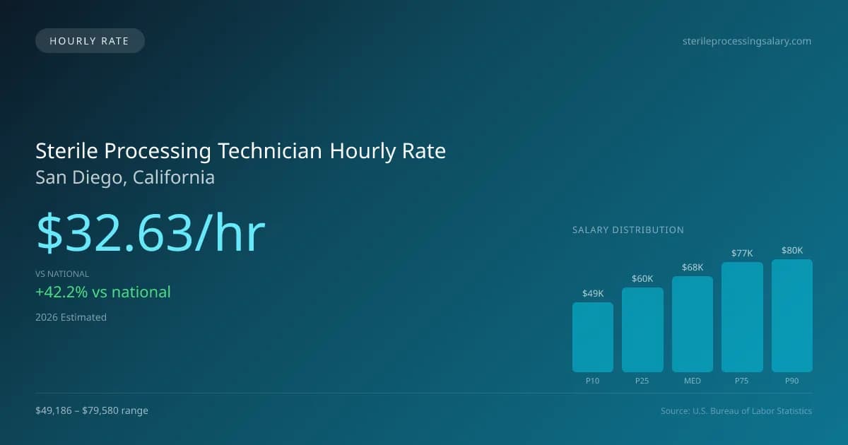 Sterile Processing Technician Hourly Rate in San Diego, CA — 2026 est., based on 2025 BLS