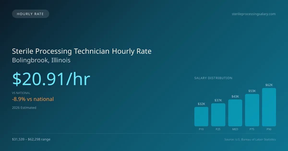 Sterile Processing Technician Hourly Rate in Bolingbrook, IL — 2026 est., based on 2025 BLS