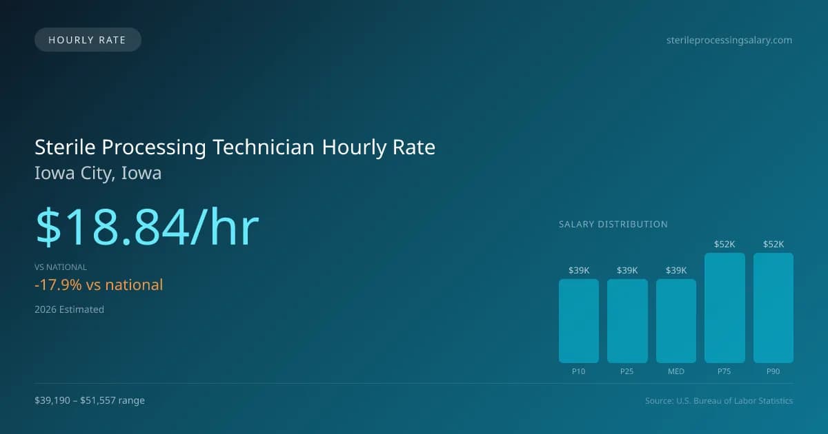 Sterile Processing Technician Hourly Rate in Iowa City, IA — 2026 est., based on 2025 BLS