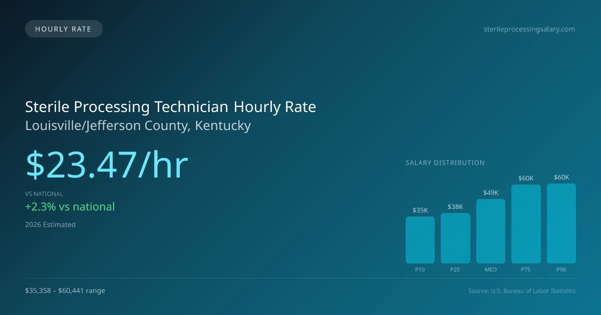 Sterile Processing Technician Hourly Rate in Louisville/Jefferson County, KY — 2026 est., based on 2025 BLS