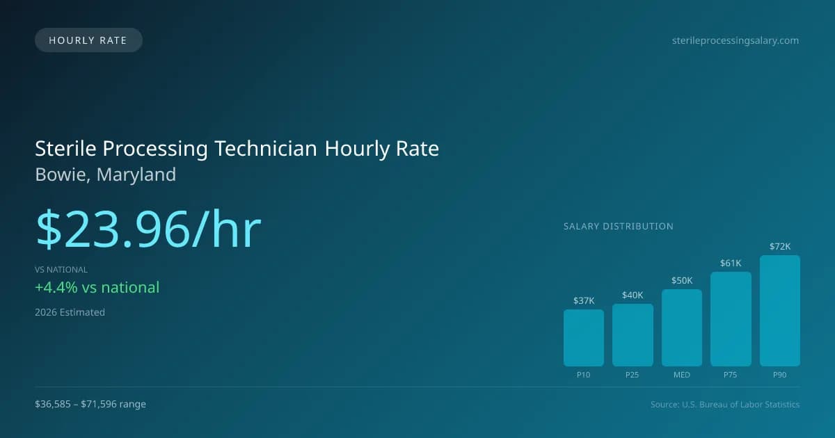 Sterile Processing Technician Hourly Rate in Bowie, MD — 2026 est., based on 2025 BLS