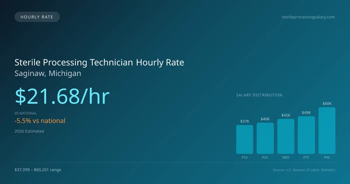 Sterile Processing Technician Hourly Rate in Saginaw, MI — 2026 est., based on 2025 BLS