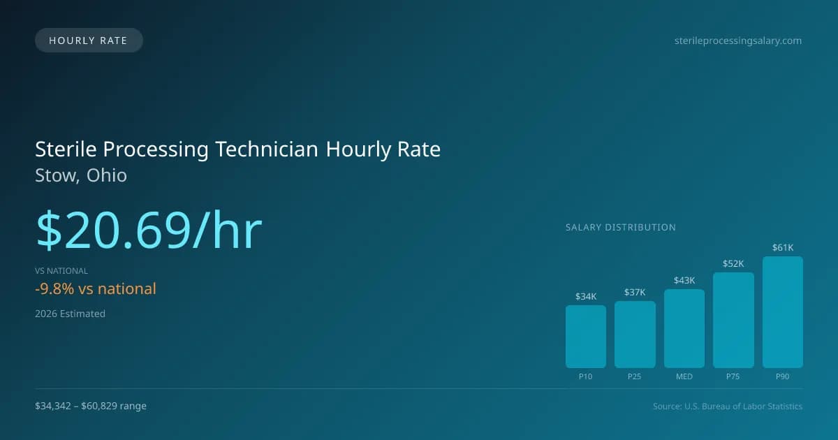 Sterile Processing Technician Hourly Rate in Stow, OH — 2026 est., based on 2025 BLS
