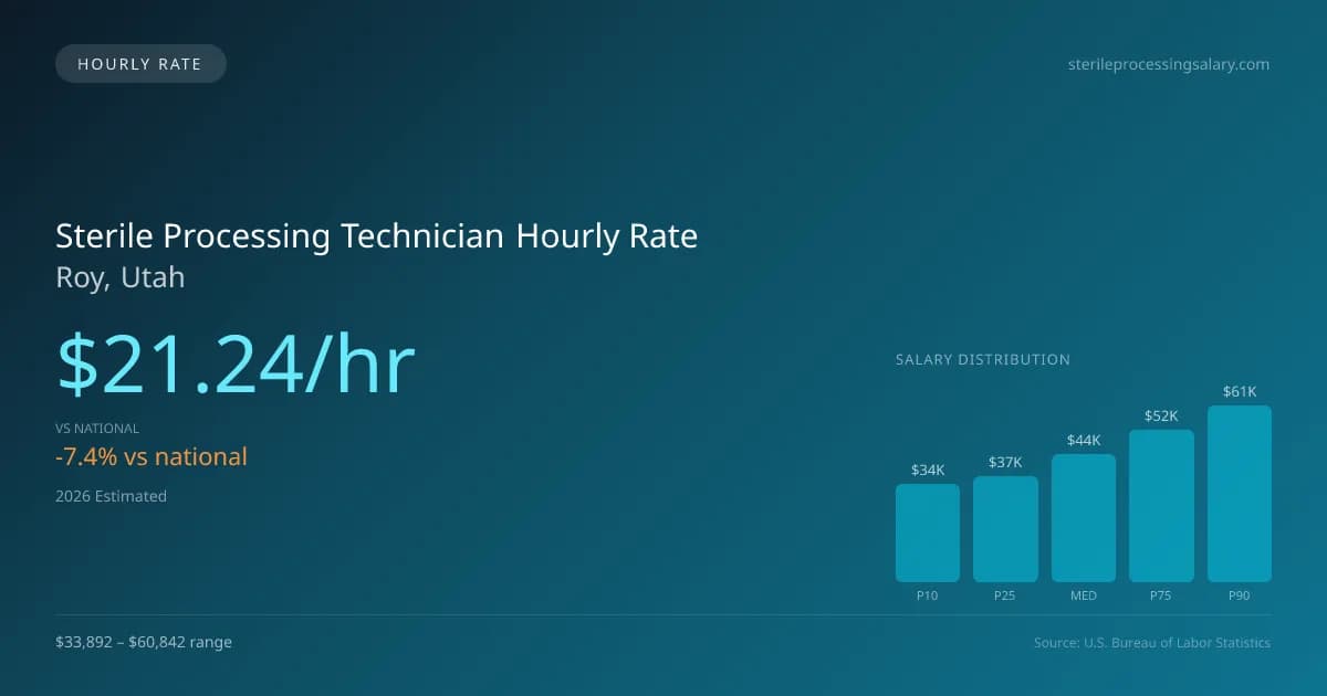 Sterile Processing Technician Hourly Rate in Roy, UT — 2026 est., based on 2025 BLS
