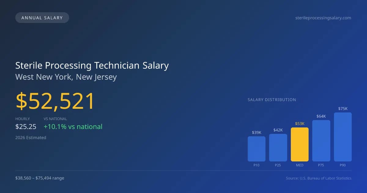Sterile Processing Technician Salary in West New York, NJ — 2026 est., based on 2025 BLS