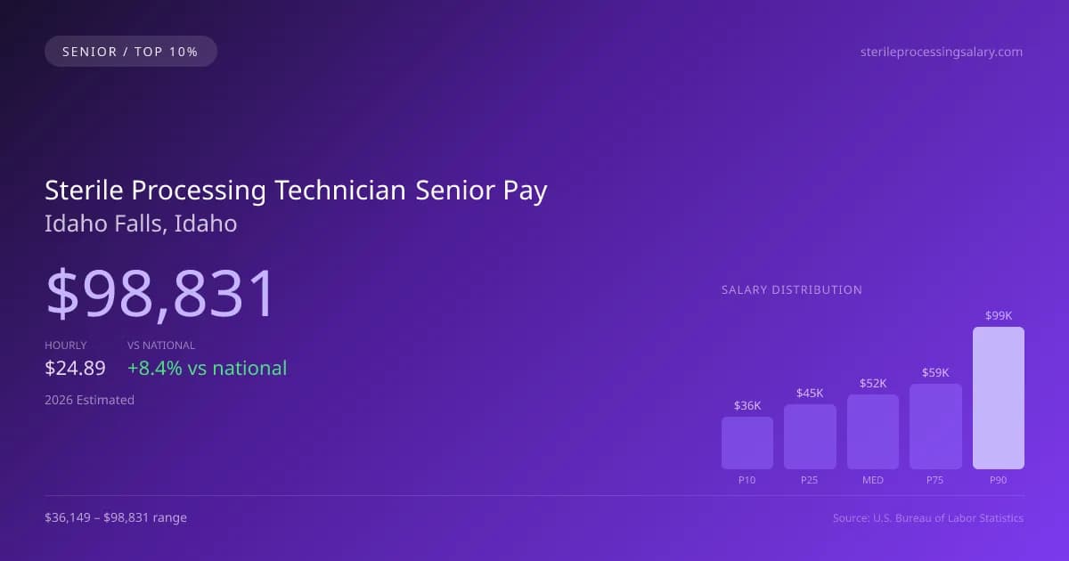 Sterile Processing Technician Senior Salary in Idaho Falls, ID — 2026 est., based on 2025 BLS