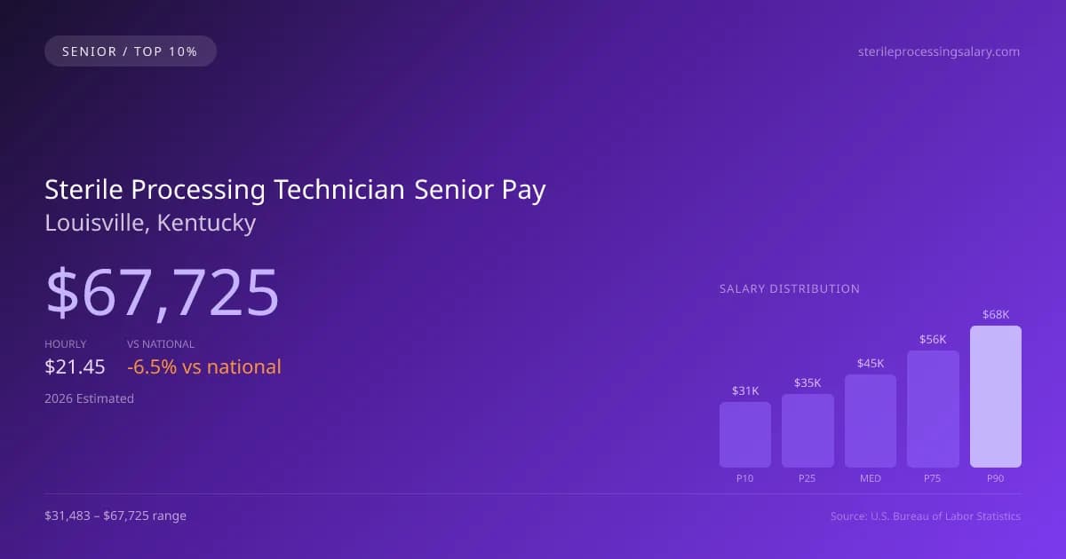 Sterile Processing Technician Senior Salary in Louisville, KY — 2026 est., based on 2025 BLS