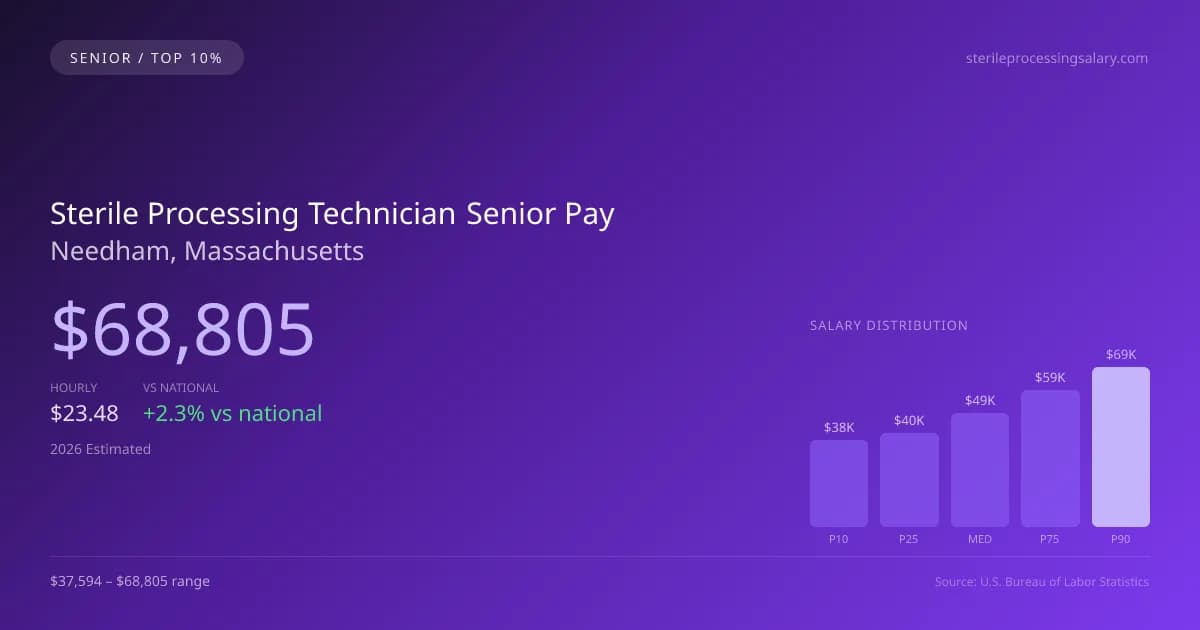 Sterile Processing Technician Senior Salary in Needham, MA — 2026 est., based on 2025 BLS