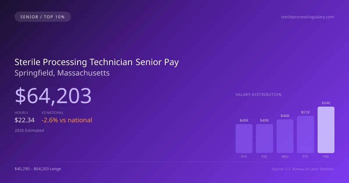 Sterile Processing Technician Senior Salary in Springfield, MA — 2026 est., based on 2025 BLS