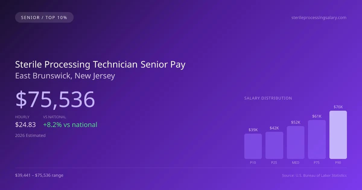 Sterile Processing Technician Senior Salary in East Brunswick, NJ — 2026 est., based on 2025 BLS