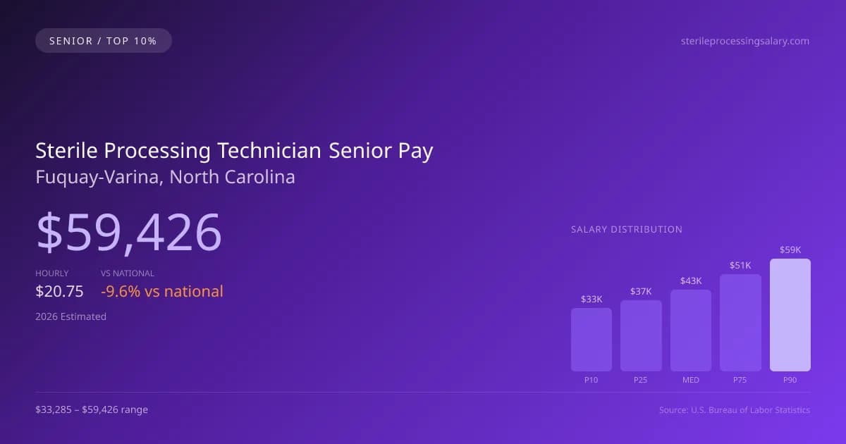Sterile Processing Technician Senior Salary in Fuquay-Varina, NC — 2026 est., based on 2025 BLS