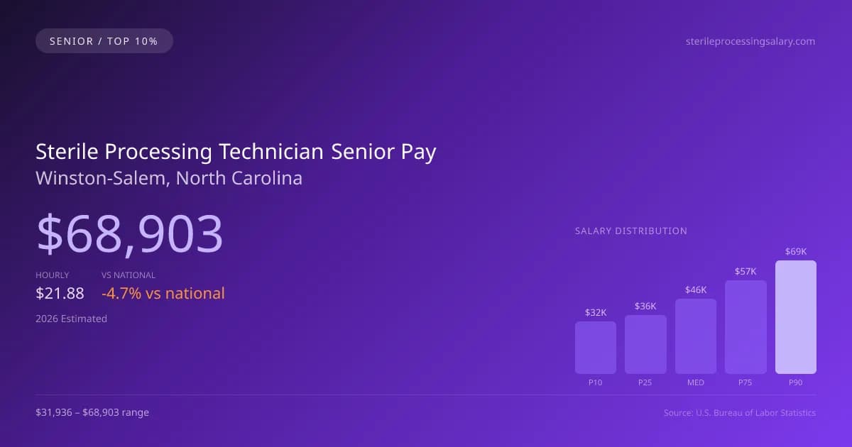 Sterile Processing Technician Senior Salary in Winston-Salem, NC — 2026 est., based on 2025 BLS