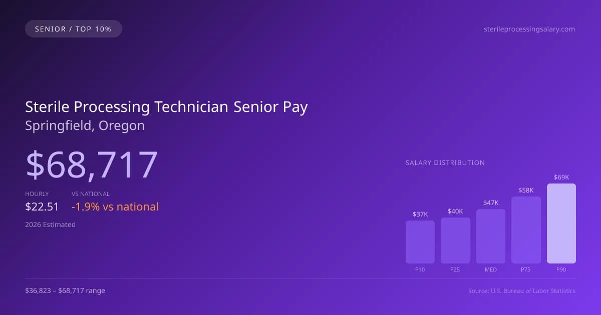 Sterile Processing Technician Senior Salary in Springfield, OR — 2026 est., based on 2025 BLS