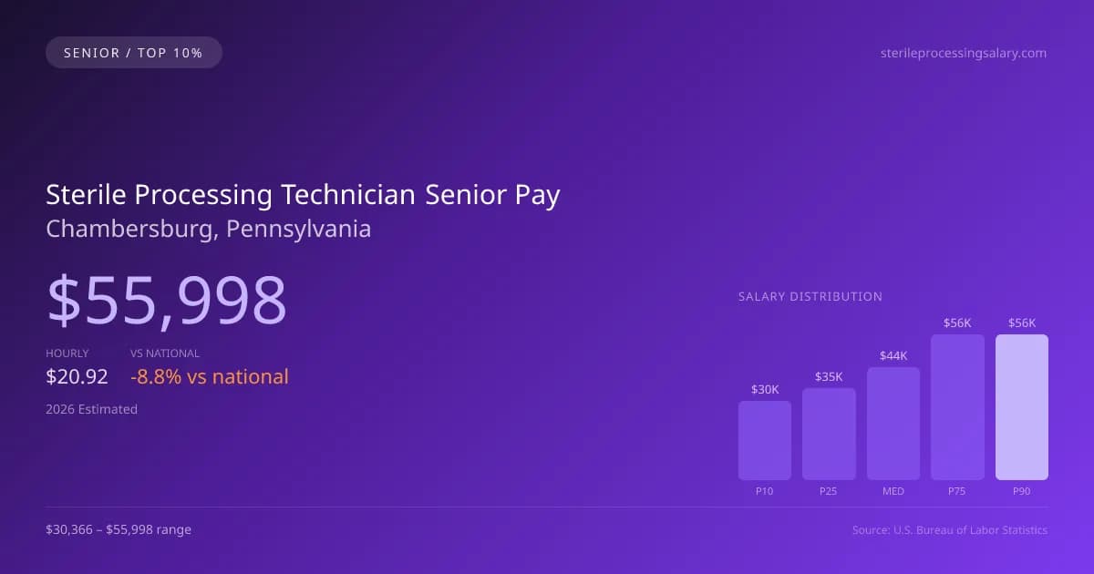 Sterile Processing Technician Senior Salary in Chambersburg, PA — 2026 est., based on 2025 BLS