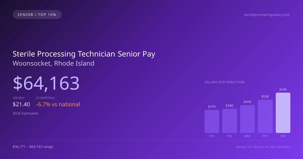 Sterile Processing Technician Senior Salary in Woonsocket, RI — 2026 est., based on 2025 BLS