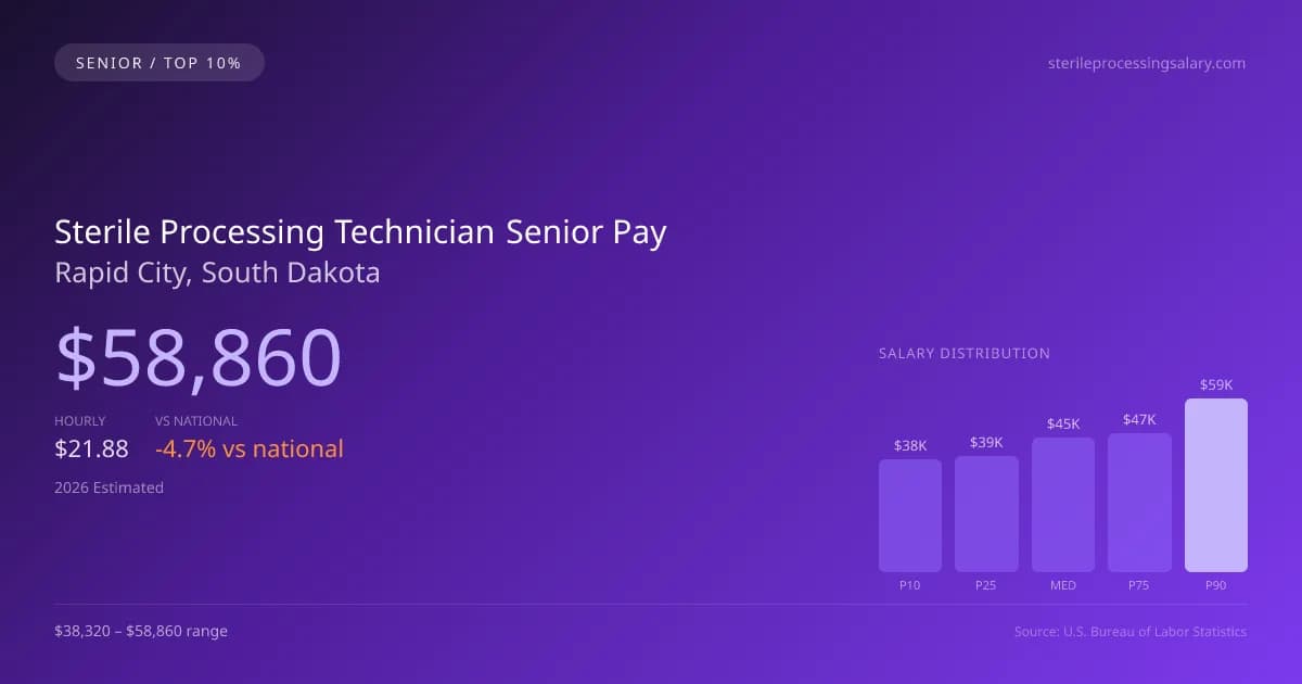 Sterile Processing Technician Senior Salary in Rapid City, SD — 2026 est., based on 2025 BLS