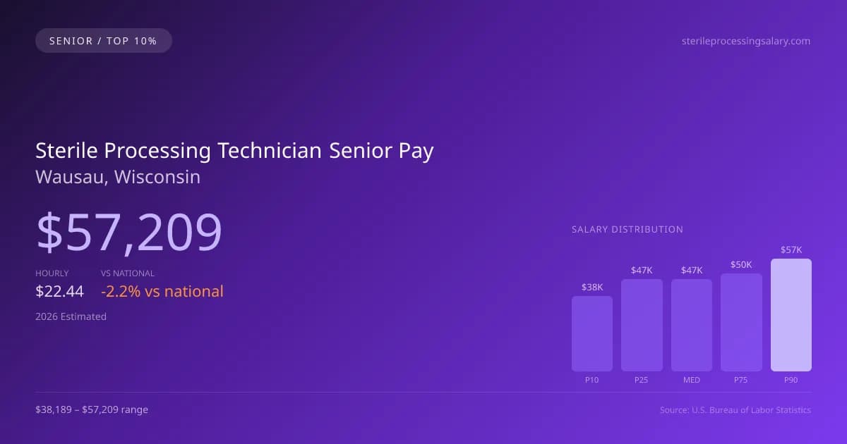Sterile Processing Technician Senior Salary in Wausau, WI — 2026 est., based on 2025 BLS