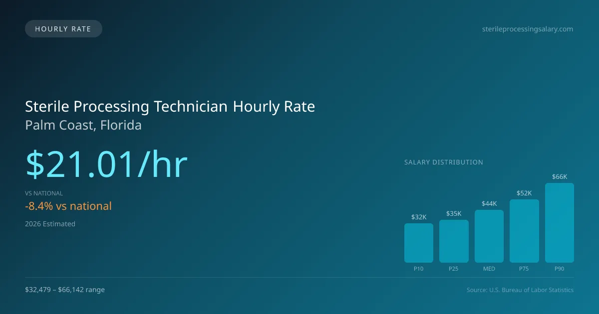 Sterile Processing Technician Hourly Rate in Palm Coast, FL — 2026 est., based on 2025 BLS