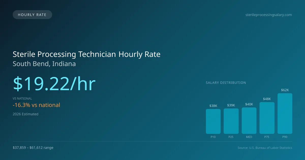 Sterile Processing Technician Hourly Rate in South Bend, IN — 2026 est., based on 2025 BLS