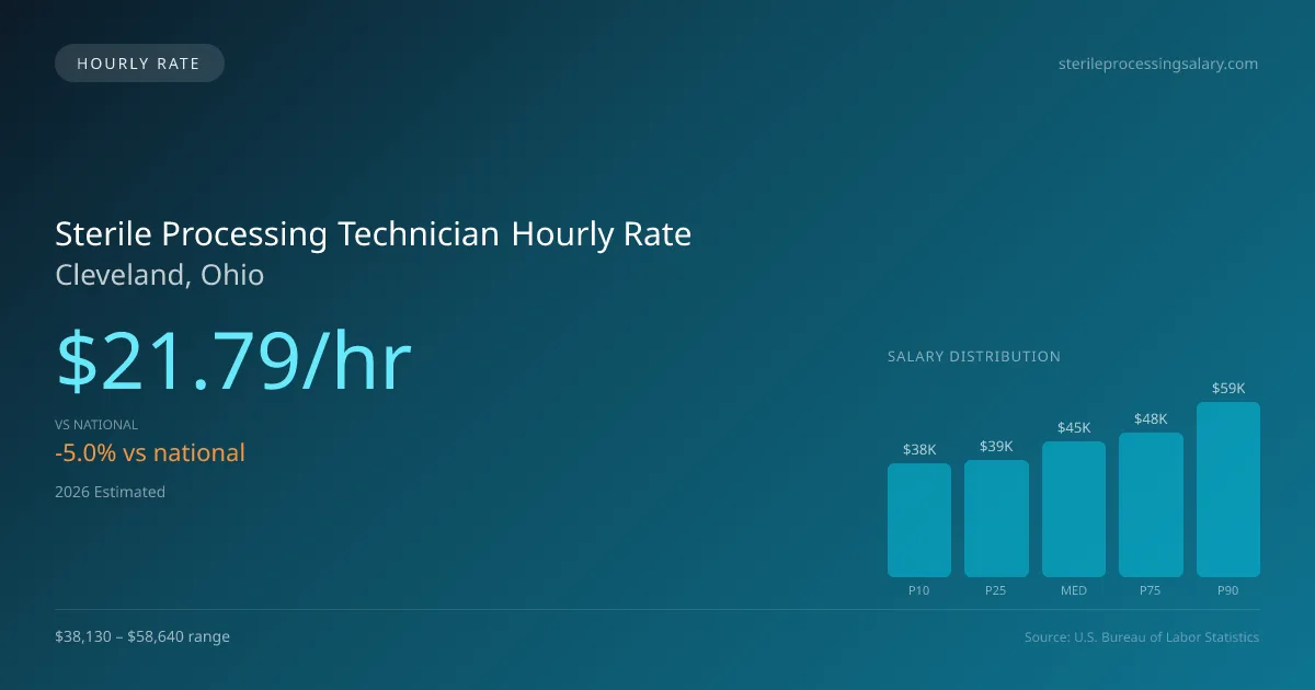 Sterile Processing Technician Hourly Rate in Cleveland, OH — 2026 est., based on 2025 BLS