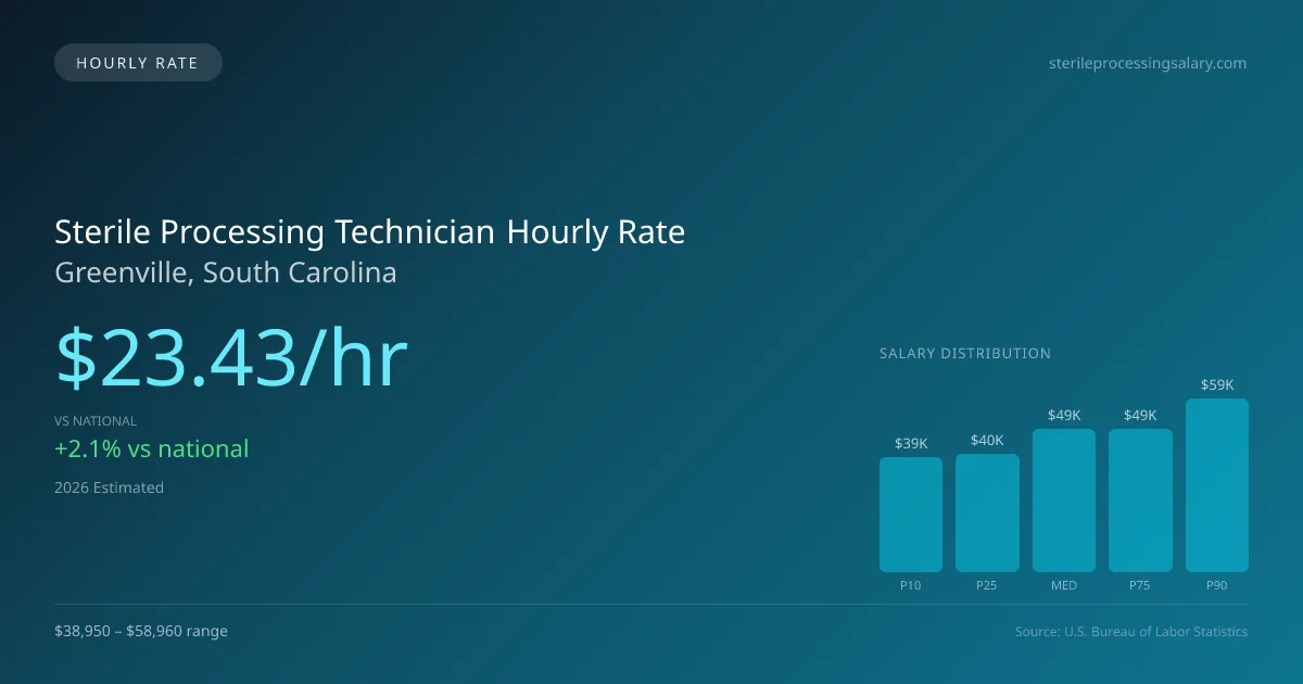 Sterile Processing Technician Hourly Rate in Greenville, SC — 2026 est., based on 2025 BLS
