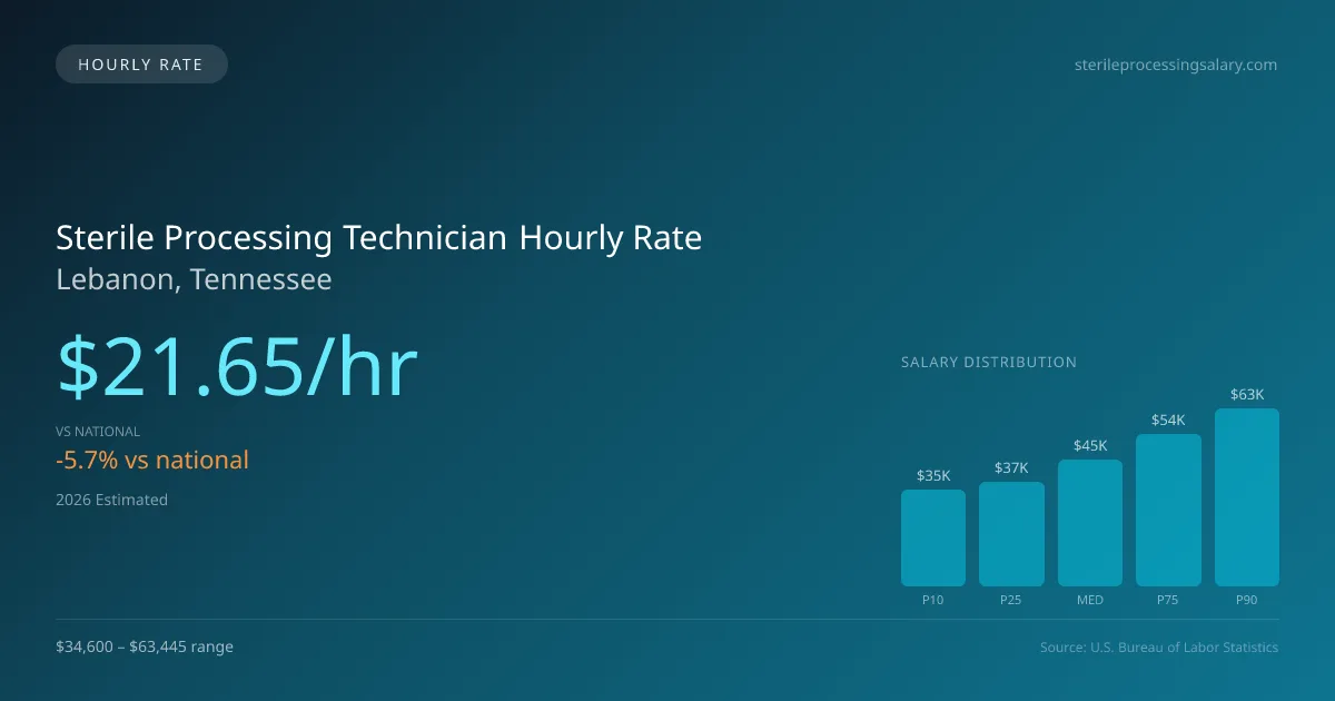 Sterile Processing Technician Hourly Rate in Lebanon, TN — 2026 est., based on 2025 BLS