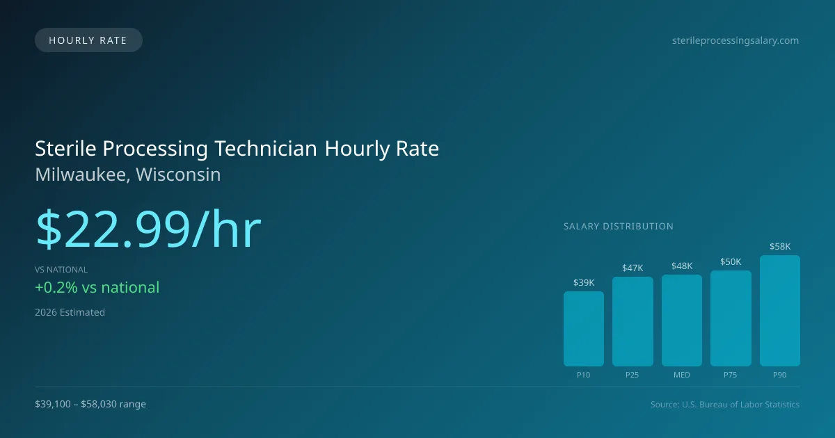 Sterile Processing Technician Hourly Rate in Milwaukee, WI — 2026 est., based on 2025 BLS