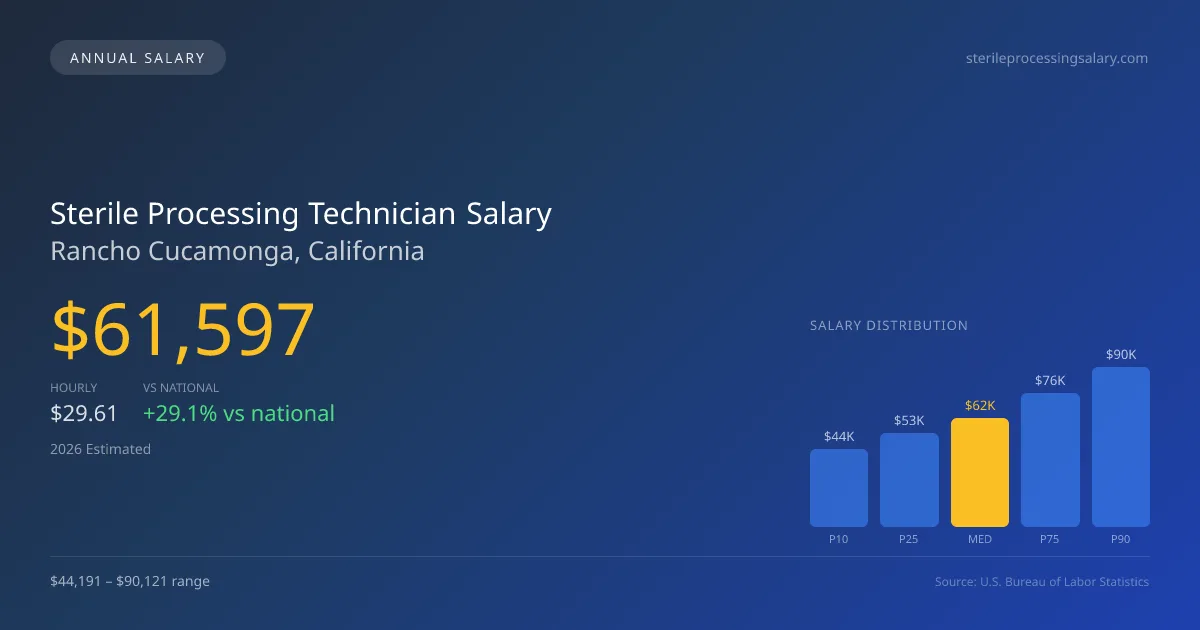 Sterile Processing Technician Salary in Rancho Cucamonga, CA — 2026 est., based on 2025 BLS