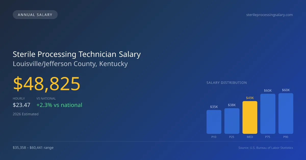 Sterile Processing Technician Salary in Louisville/Jefferson County, KY — 2026 est., based on 2025 BLS