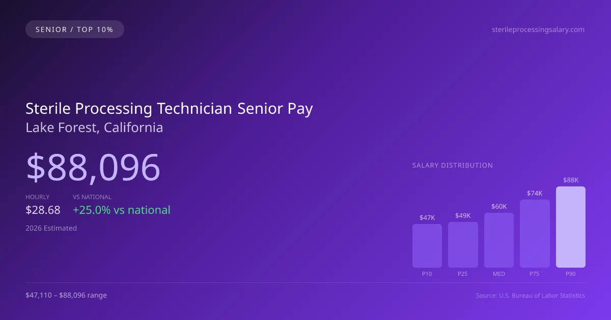 Sterile Processing Technician Senior Salary in Lake Forest, CA — 2026 est., based on 2025 BLS