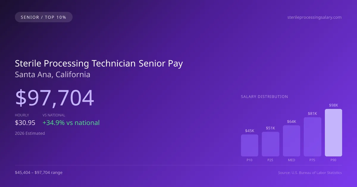 Sterile Processing Technician Senior Salary in Santa Ana, CA — 2026 est., based on 2025 BLS