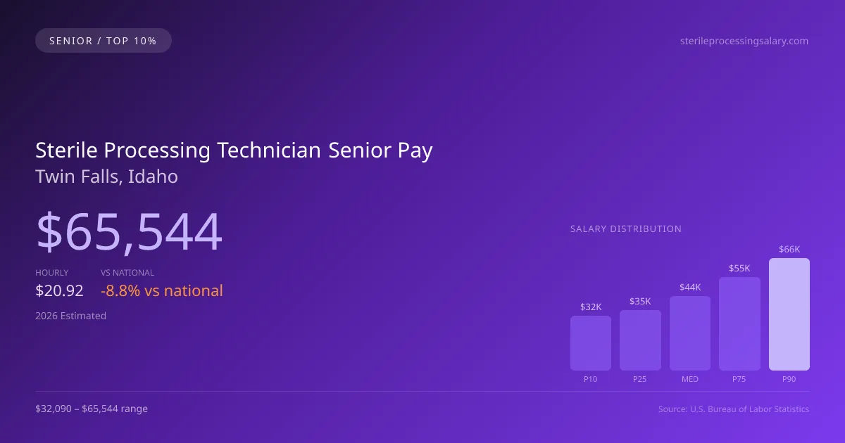 Sterile Processing Technician Senior Salary in Twin Falls, ID — 2026 est., based on 2025 BLS
