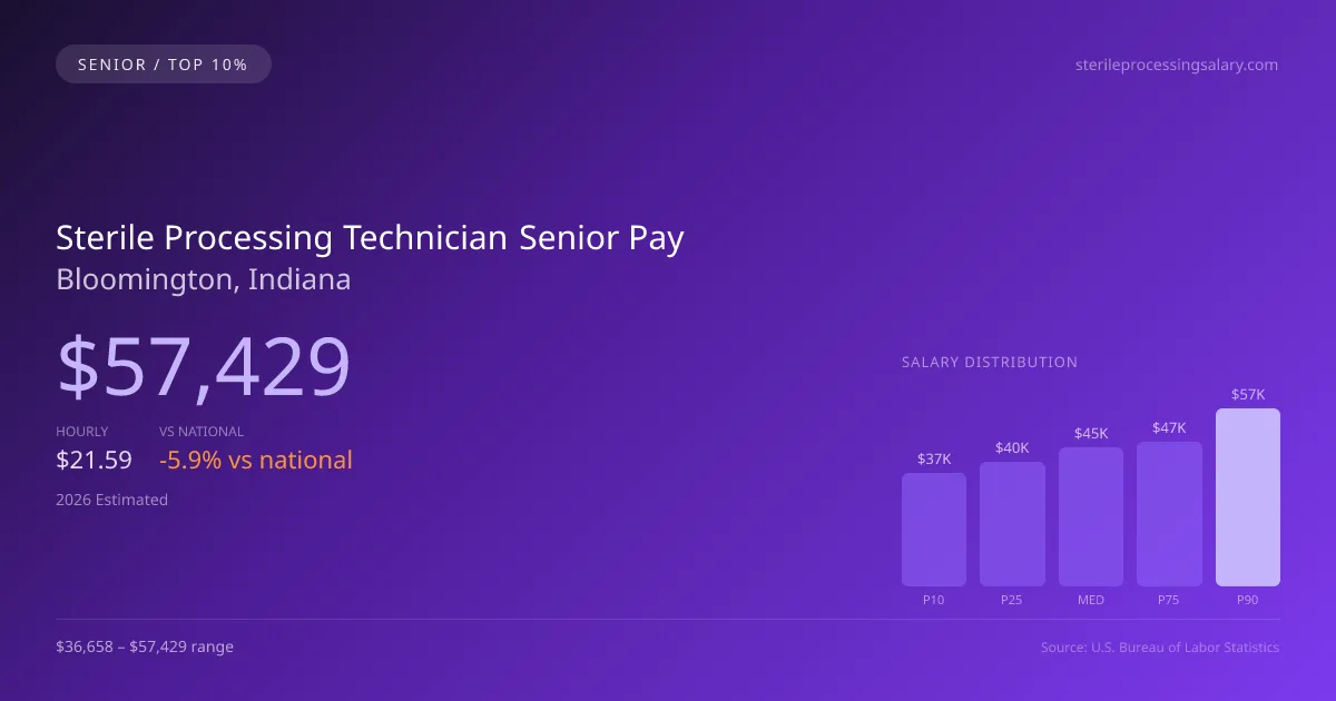 Sterile Processing Technician Senior Salary in Bloomington, IN — 2026 est., based on 2025 BLS