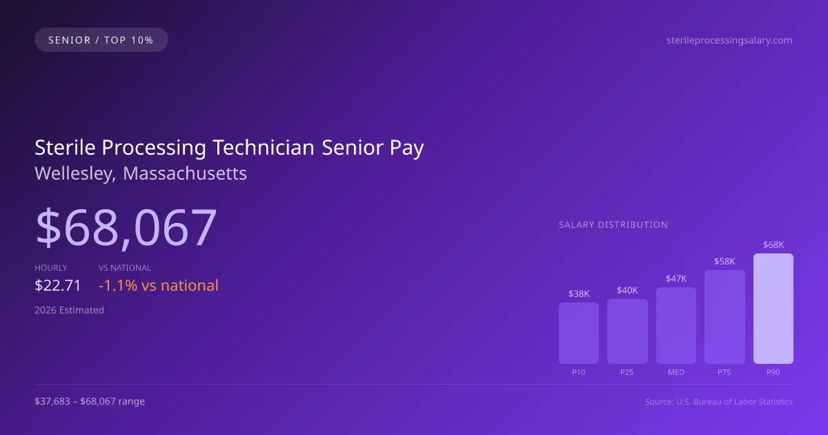 Sterile Processing Technician Senior Salary in Wellesley, MA — 2026 est., based on 2025 BLS