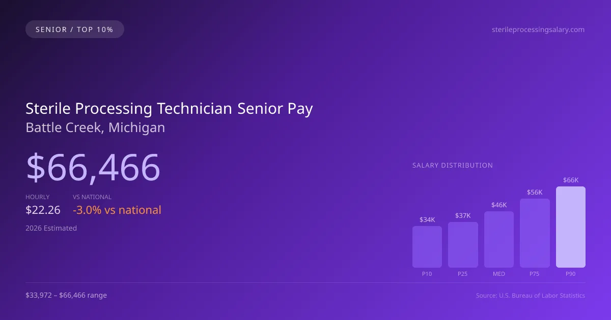 Sterile Processing Technician Senior Salary in Battle Creek, MI — 2026 est., based on 2025 BLS