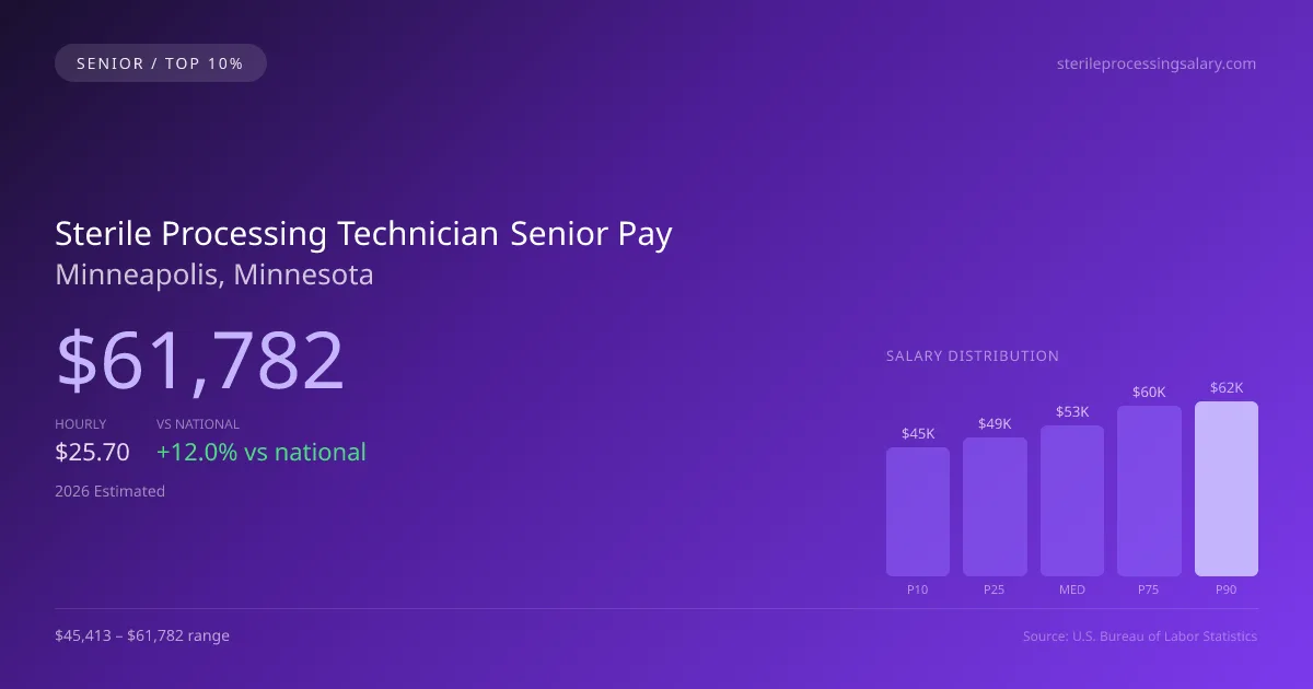 Sterile Processing Technician Senior Salary in Minneapolis, MN — 2026 est., based on 2025 BLS
