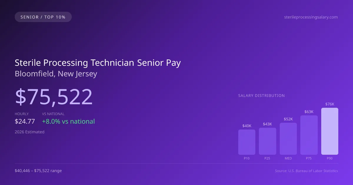 Sterile Processing Technician Senior Salary in Bloomfield, NJ — 2026 est., based on 2025 BLS