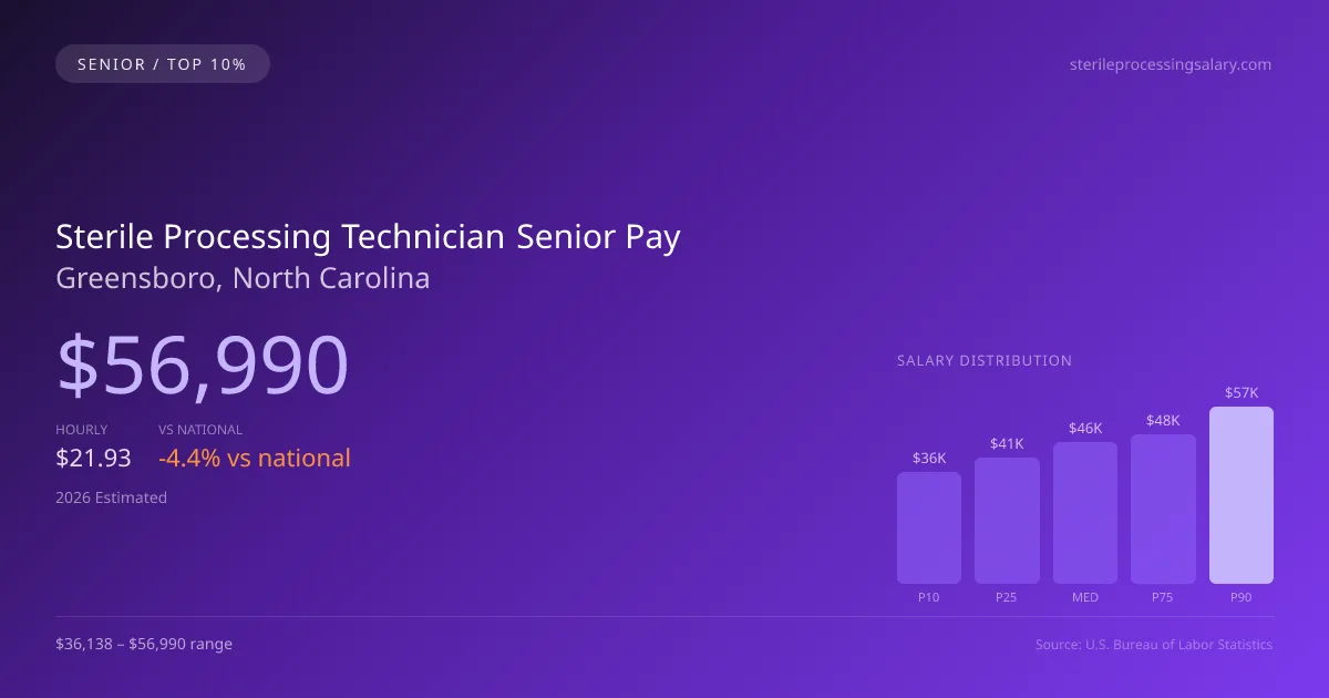Sterile Processing Technician Senior Salary in Greensboro, NC — 2026 est., based on 2025 BLS