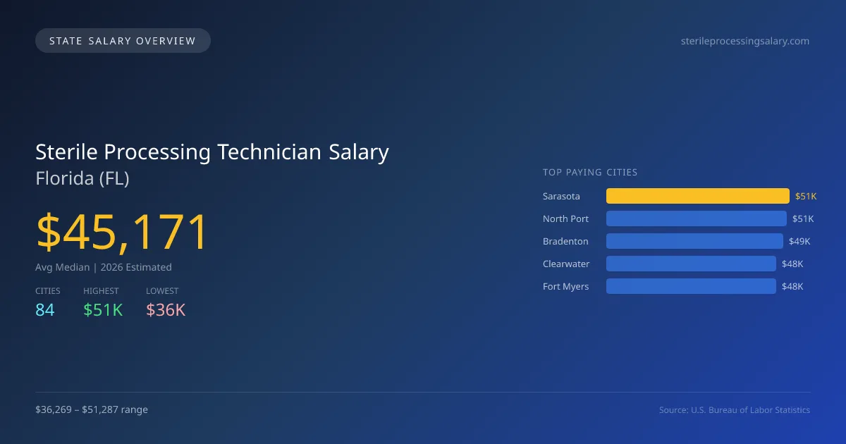 Sterile Processing Technician Salary in Florida - 2025 BLS Data Infographic
