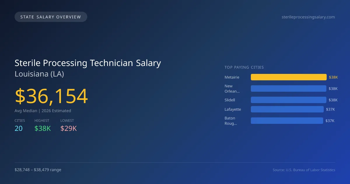 Sterile Processing Technician Salary in Louisiana - 2025 BLS Data Infographic